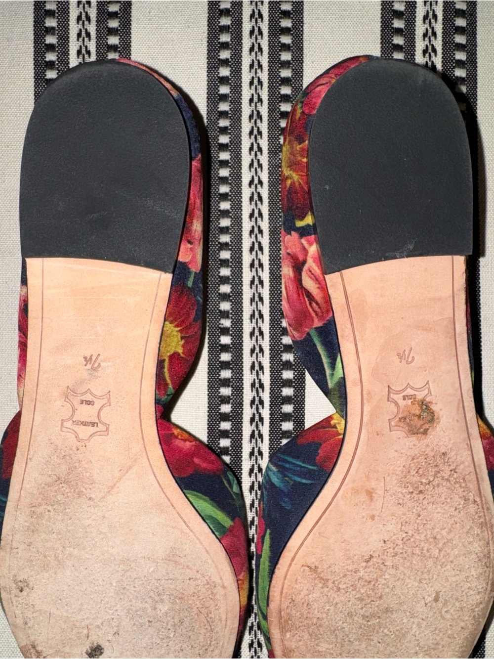 Sam Edelman Floral Pointed D'Orsay Flats in Green, Pink & Red, Size 7.5 - Picture 8 of 15